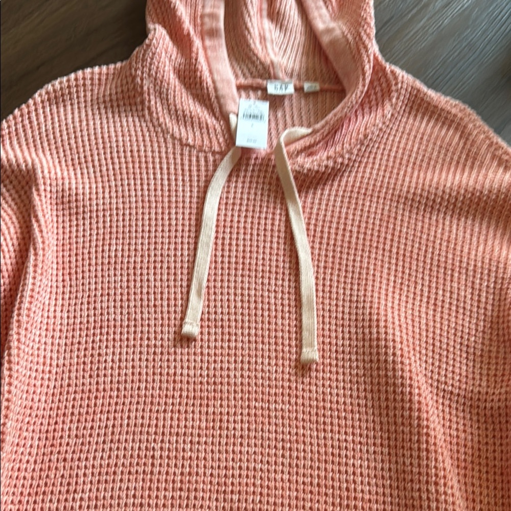 NWT GAP Coral Waffle Hooded Sweater - Picture 3 of 5